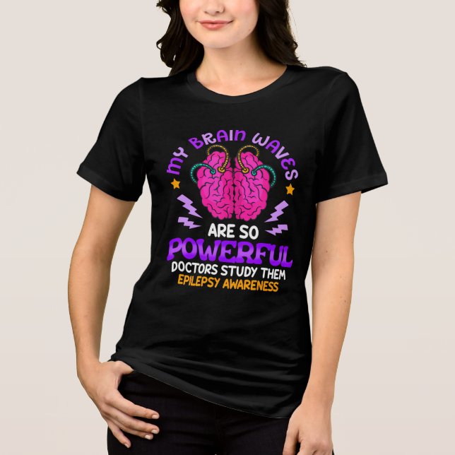 Funny Epilepsy Brain Waves Awareness Tri-Blend Shirt (Front)