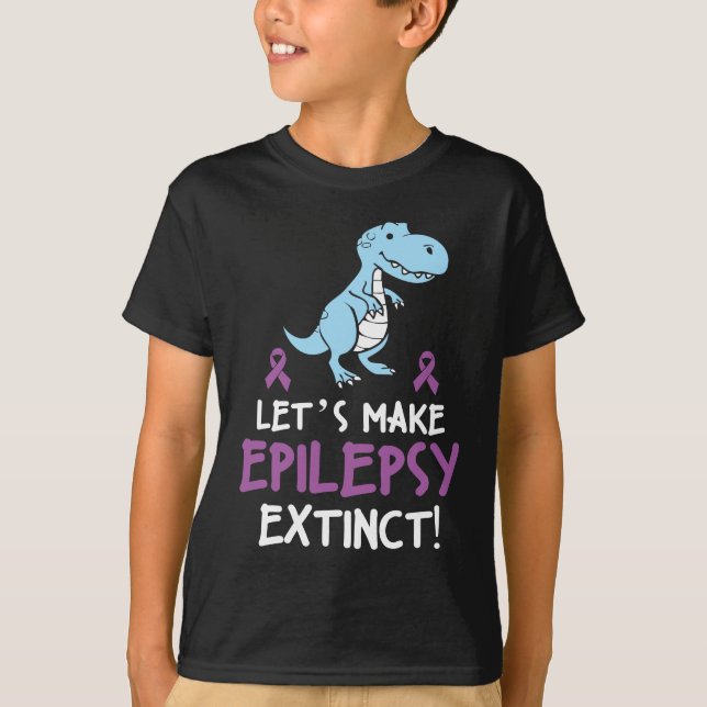Funny Epilepsy Dinosaur Warrior Awareness Kid T-Shirt (Front)