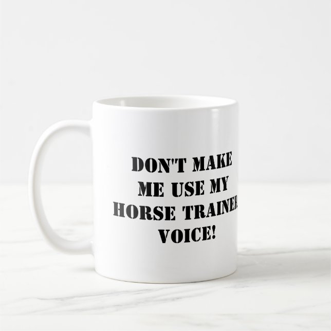 Funny equestrian horse trainer customise name coffee mug (Left)