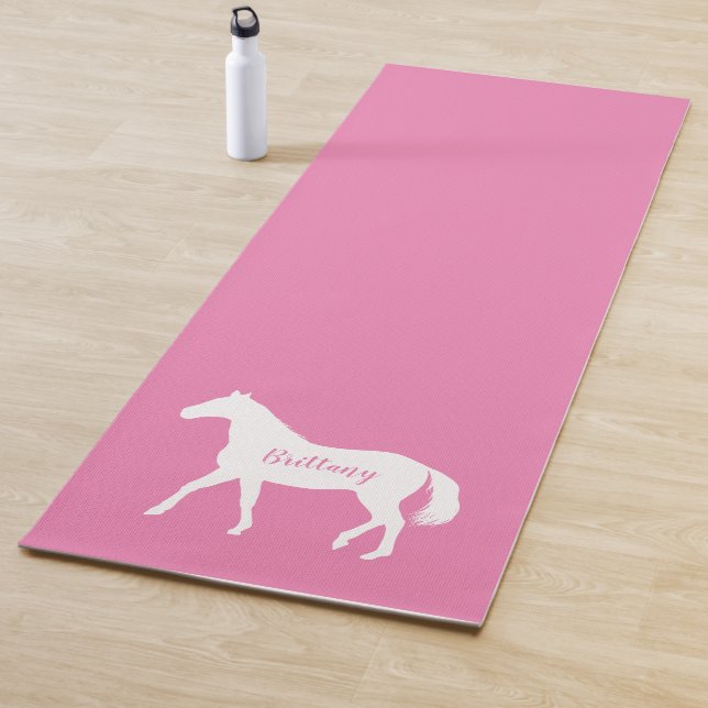 Funny Equestrian Workout Fitness Pink Name Horse Yoga Mat (In Situ)