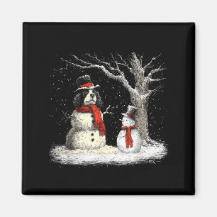 Funny Er Spaniel Dog In The Snow Tree Christmas Wi Magnet