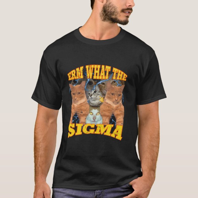 Funny Erm What The Sigma Cursed Mewing Cat T Shirt (Front)