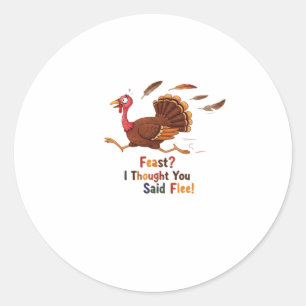 Funny Escaping Turkey Thanksgiving Classic T-Shirt Classic Round Sticker