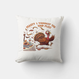 Funny Escaping Turkey Thanksgiving Classic T-Shirt Cushion