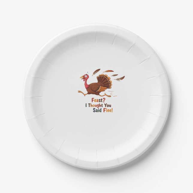 Funny Escaping Turkey Thanksgiving Classic T-Shirt Paper Plate (Front)