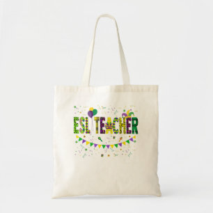 Funny ESL Teacher Mardi Gras Family Matching Outfi Tote Bag