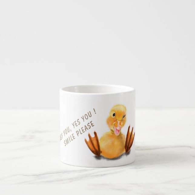 Funny Espresso Cup with Happy Duck - Smile (Front)