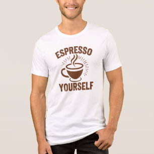 Funny "Espresso Yourself" Coffee Pun Tri-Blend Shirt