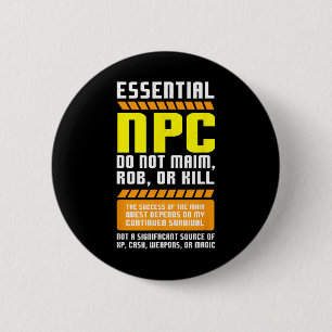 Funny Essential Npc Gamer And Gaming Non Player Ch 6 Cm Round Badge