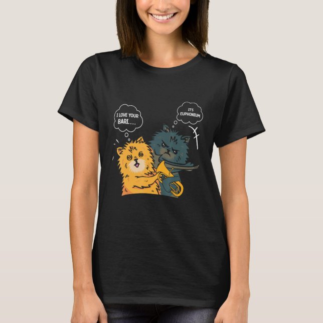 Funny Euphonium Cat Slapping Euphoniumist T-Shirt (Front)