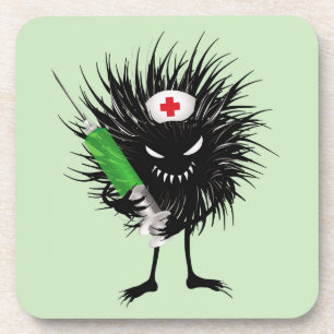 Funny Evil Bug Nurse With Syringe Coaster