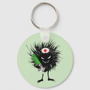 Funny Evil Bug Nurse With Syringe Gothic Key Ring