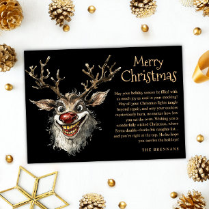 Funny Evil Naughty Reindeer Wicked Merry Christmas Holiday Card