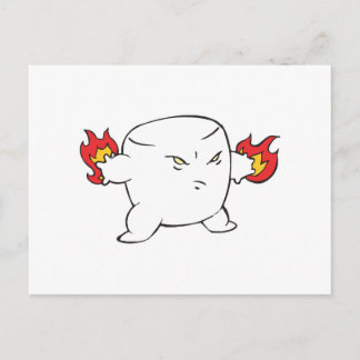 funny evil roasted marshmallow postcard