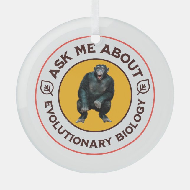 Funny Evolution Biology Meme Nerd Humour Gift Glass Tree Decoration (Front)