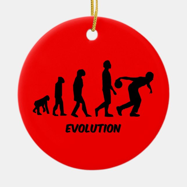 funny evolution bowling ceramic ornament (Front)