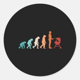 Funny Evolution Grilling Barbecue Grill Lover Bbq Classic Round Sticker