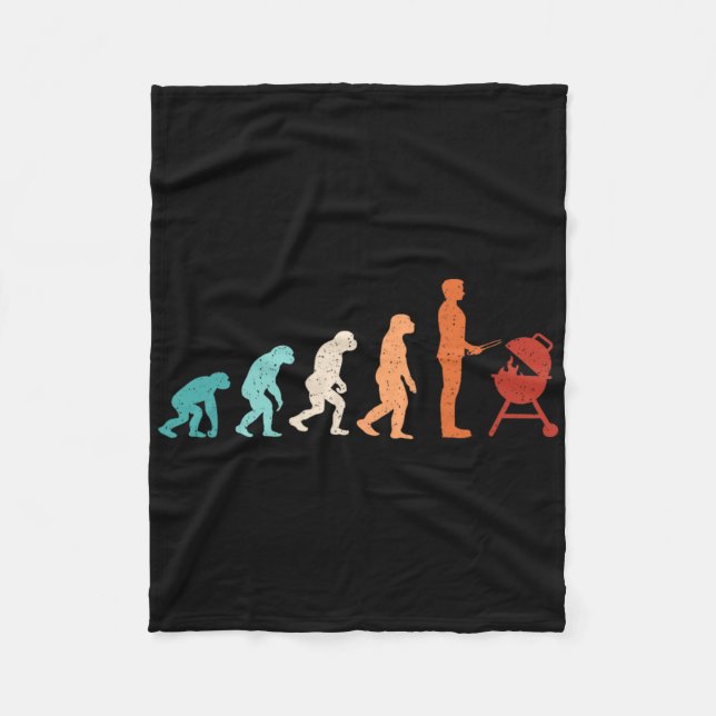 Funny Evolution Grilling Barbecue Grill Lover Bbq  Fleece Blanket (Front)