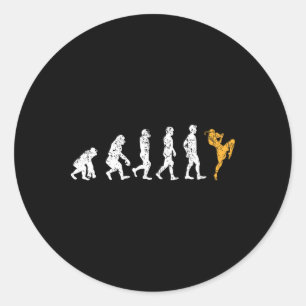 Funny Evolution Kickboxing Gift Muay Thai  Classic Round Sticker