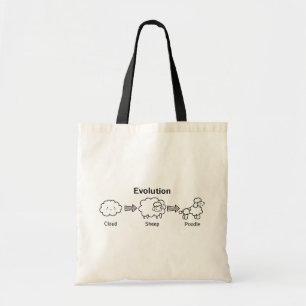 Funny evolution of cloud into sheep and poodle tote bag
