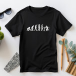 Funny evolution of man playing chess strategy game T-Shirt<br><div class="desc">Witness the journey from ape to grandmaster with this funny evolution of man playing chess t-shirt. Featuring the iconic evolution image, this shirt captures the essence of chess mastery, culminating in a player seated at a chess board table. Perfect for chess clubs and chess enthusiasts who appreciate the strategic evolution...</div>