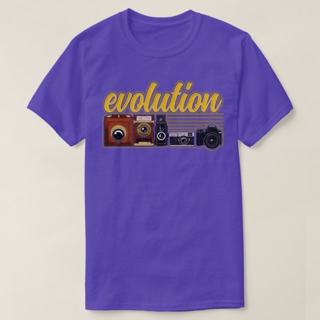 Funny Evolution Of The Camera Photography T-Shirt (Design Front)