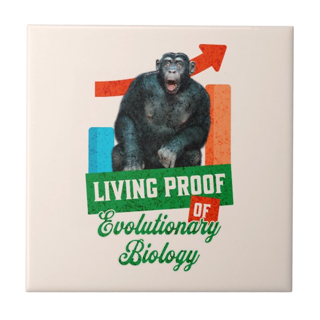 Funny Evolutionary Biology Chimp Humour Ceramic Tile (Front)
