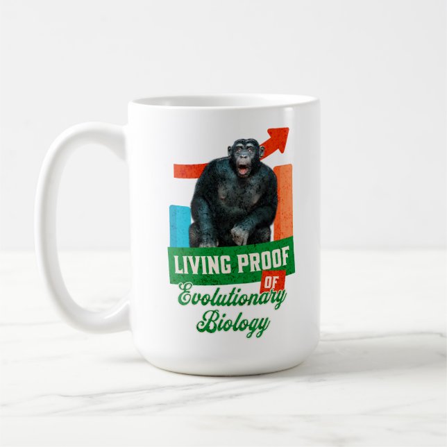 Funny Evolutionary Biology Chimp Humour Coffee Mug (Left)