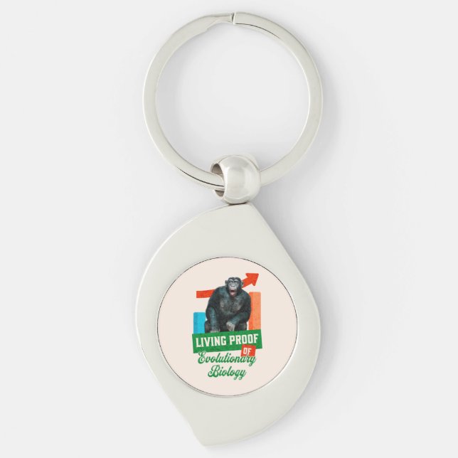 Funny Evolutionary Biology Chimp Humour Key Ring (Front)
