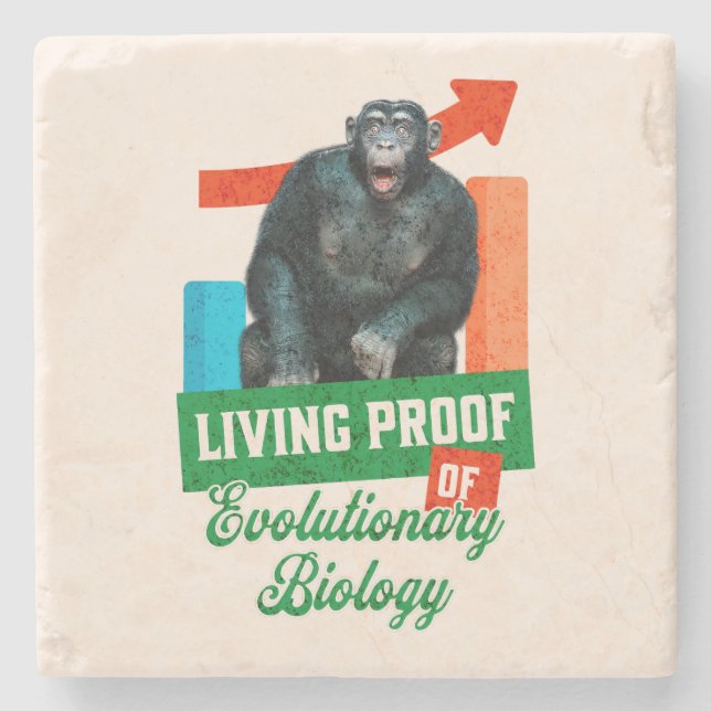 Funny Evolutionary Biology Chimp Humour Stone Coaster (Front)