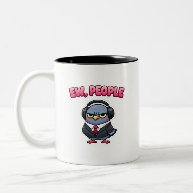 Funny Ew People Pigeon Office Coffee Mug (Left)
