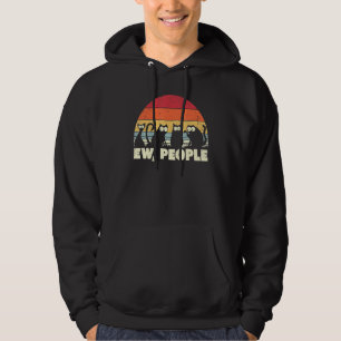 Funny Ew People Sarcastic Black Cat Retro Cute Kit Hoodie