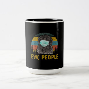 Funny Ew People Vintage Retro Newfoundland Dog Two-Tone Coffee Mug