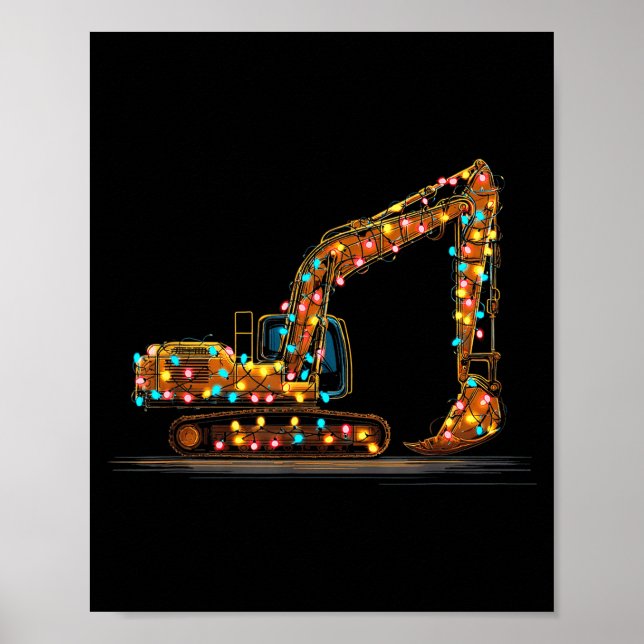 Funny Excavator Christmas Graphics Lights Lover  Poster (Front)