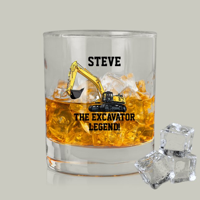 Funny Excavator Legend Heavy Equipment Operator Whiskey Glass (Excavator Legend Funny Gift Whiskey Glass For Heavy Equipment Operator.)