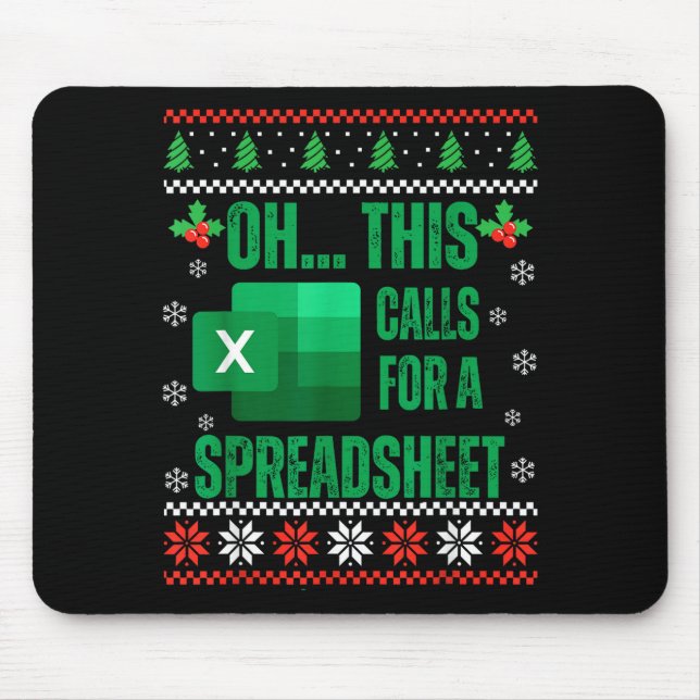 Funny Excel Spreadsheets Christmas Sweater Lover A Mouse Pad (Front)