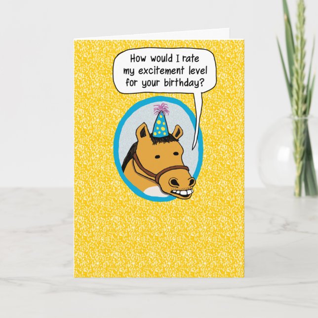 Funny Excited Horse Birthday Card (Front)