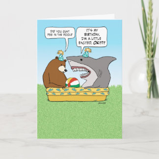 Funny Excited Shark Birthday Card