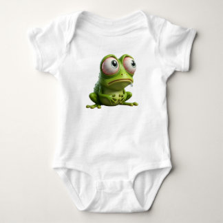 Funny Exhausted Green Frog with Bloodshot Eyes Baby Bodysuit