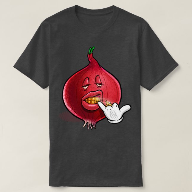 Funny Expensive Gold Teeth Onion T-Shirt (Design Front)