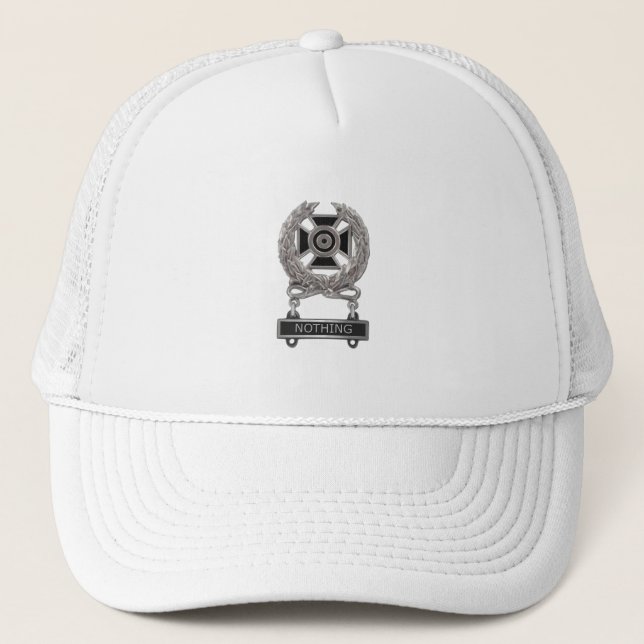 Funny Expert at Nothing Medal Trucker Hat (Front)