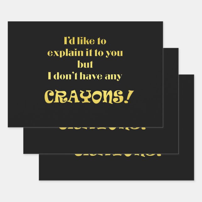 Funny Explain With Crayons Joke Wrapping Paper Sheet (Set)