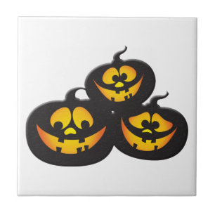 Funny Expressions Halloween Pumpkins Ceramic Tile