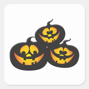 Funny Expressions Halloween Pumpkins Square Sticker
