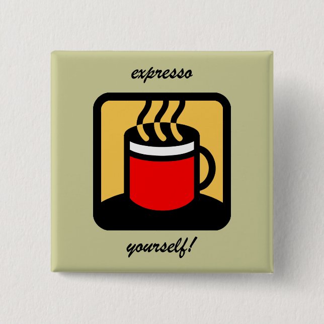 Funny expresso coffee 15 cm square badge (Front)