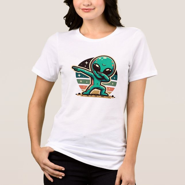 Funny Extraterrestrial Alien Dabbing Tri-Blend Shirt (Front)
