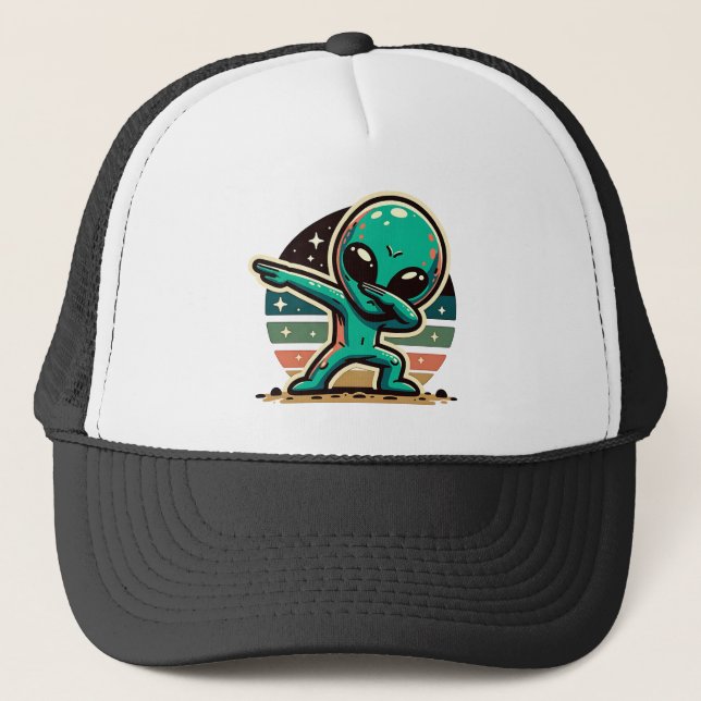 Funny Extraterrestrial Alien Dabbing Trucker Hat (Front)