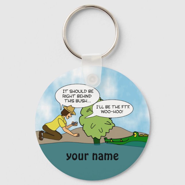 Funny  Extreme Cache Geocaching Swag Custom Name Key Ring (Front)