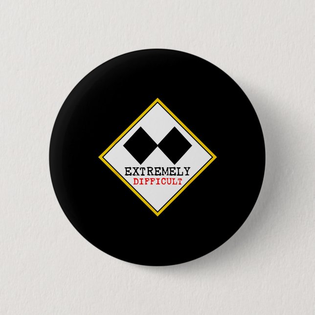 Funny Extremely Difficult Double Black Diamond Ski 6 Cm Round Badge (Front)