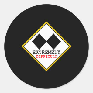 Funny Extremely Difficult Double Black Diamond Ski Classic Round Sticker